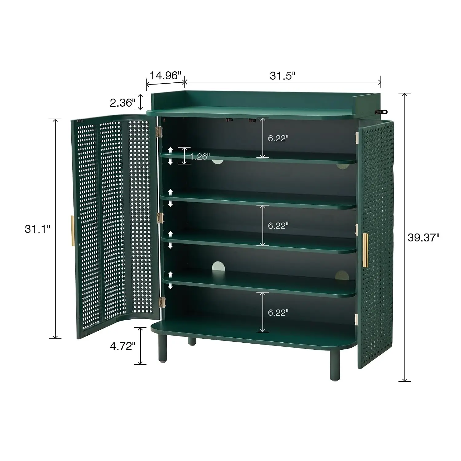 Shoe Cabinet, 5 Tier Boho Wooden Shoe Storage Organizer Cabinet with Adjustable Shelves, Shoes Rack with Iron, Customized