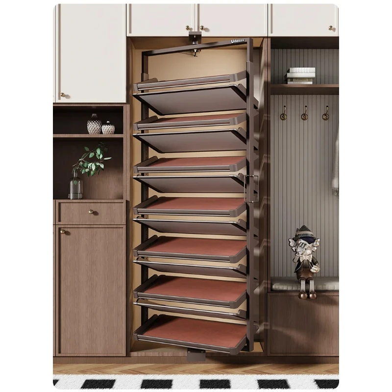 Metal Multi-layer Height Adjustable Shoe Cabinet Closet Space Saving 360° Rotating Shoe Rack Shoe Holder Storage Organizer