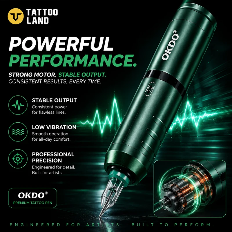 OKDO Lightweight Detachable Wireless Tattoo Pen, Portable Permanent Makeup Machine for Professional Tattoo Artists