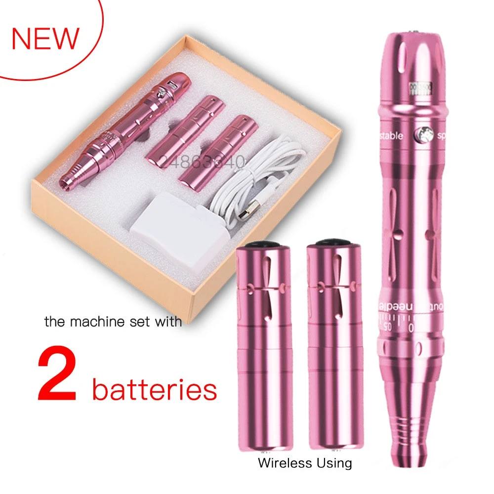 Wired/Wireless Permanent Makeup Machine Fog Shading Eyebrow Lip Professional Tattoo Microblading Machine Pen Kit with 2 Battery
