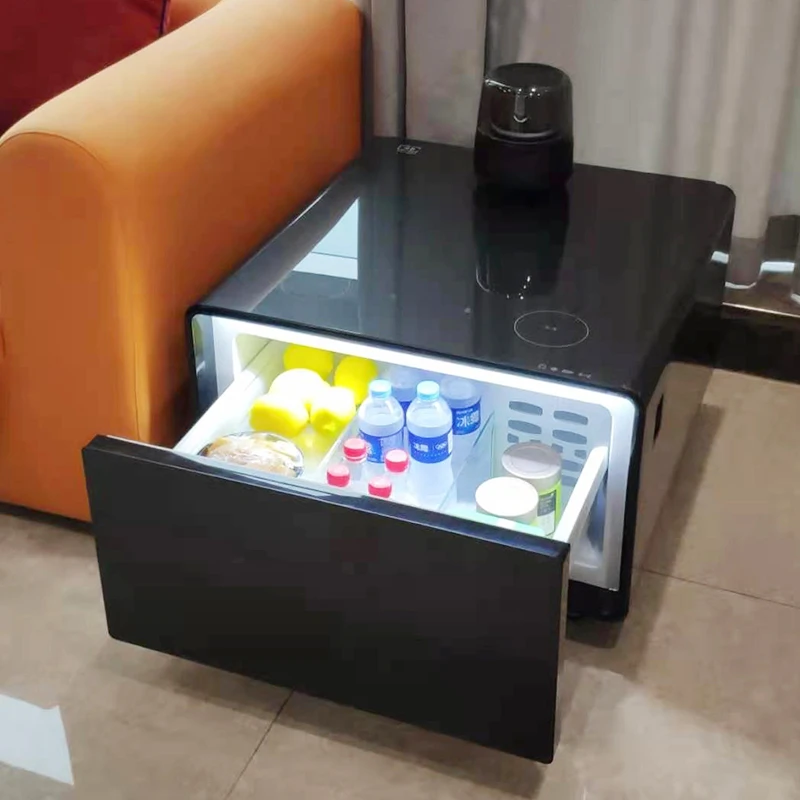 Makeup Beauty Fridge Hotel Mini Fridge Table Refrigerator Smart Coffee Table with Fridge and Wireless Charging