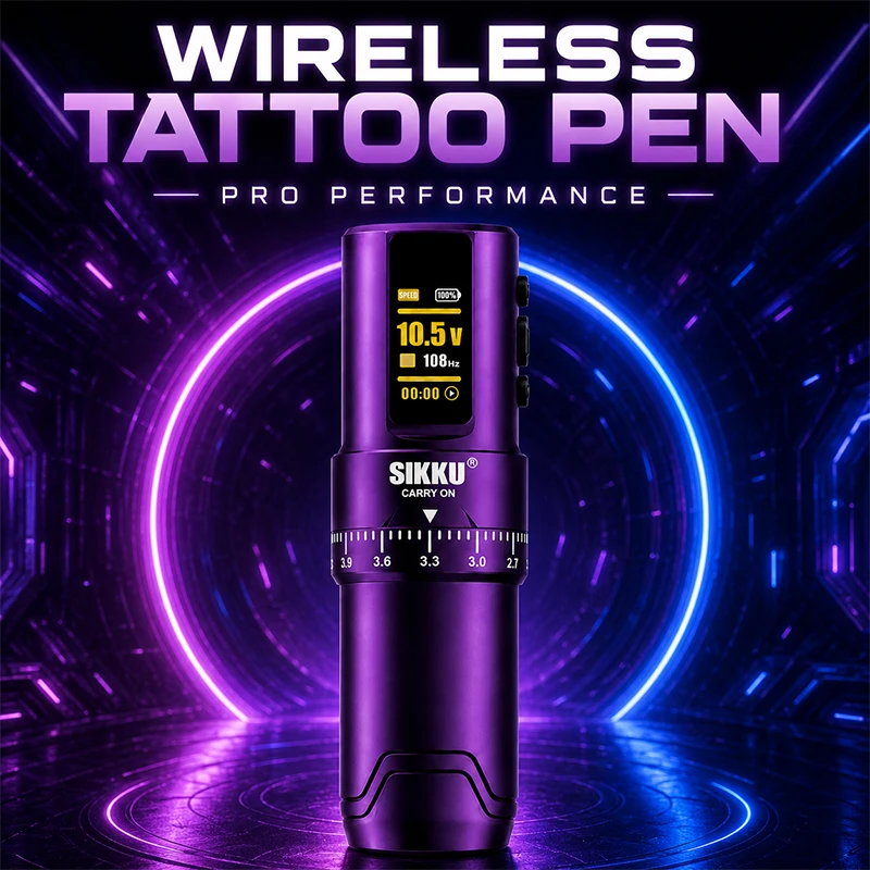 SIKKU Wireless Tattoo Pen Coreless Brushless Motor Stable Output PMU Permanent Makeup For Tattoo Artists