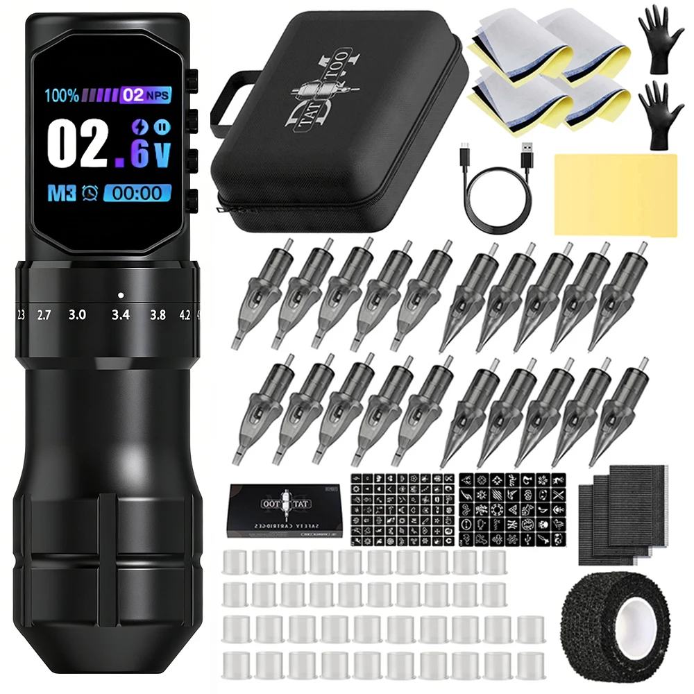 Professional Wireless Tattoo Kit Tattoo Pen Kit For Permanent Makeup Tattoo Machine Kit Wireless Power Supply Tattoo Gun Kit