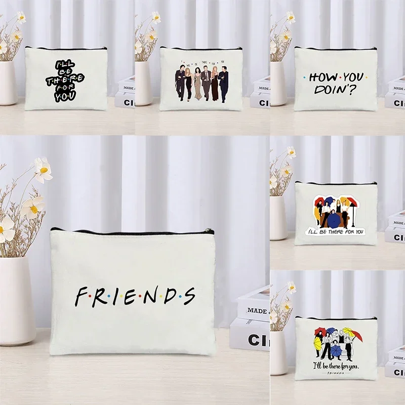 TV Show Friends Makeup Bag for Women Travel Cosmetic Organizer Kawoii Purse Eco-friendly Canvas Make up Pouch Bags Pencil Case