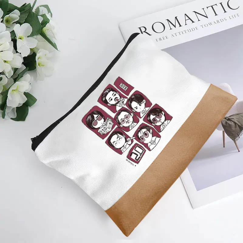 Arirang World Tour 2026 Kpop Fan Gift Brown and White Travel Cosmetic Organizer Women Office Supplies Storage Pouch Makeup Bag