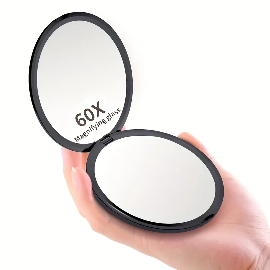 60X Portable Makeup Mirror Travel Magnifying Double-sided Folding Vanity Mirror High Definition Glass Portable Pocket Mirror