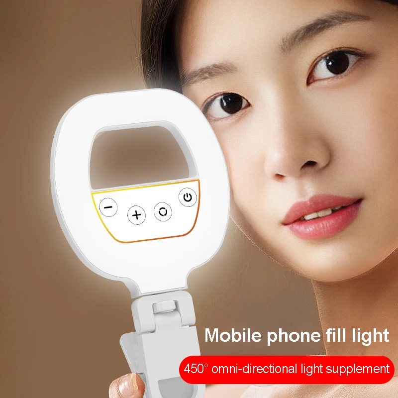 Rechargeable Led Light Mobile Selfie Ring Lights Video Shooting Light For Cell Phone Light Clip Led Light Photography Fill Light