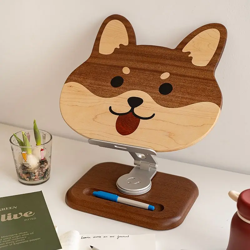 Notebook tablet holder, desktop phone stable, cute and creative, solid wood adjustable, lifting table
