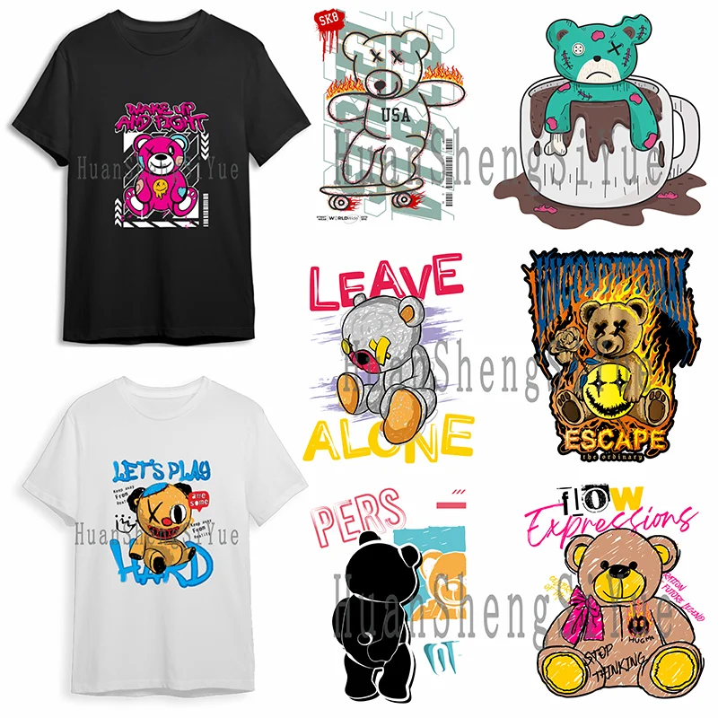 Pretty Bear Heat Transfer Sticker Canvas Bag T-shirt Ironed DTF Sticker DIY Fleece Jacket Is Waterproof