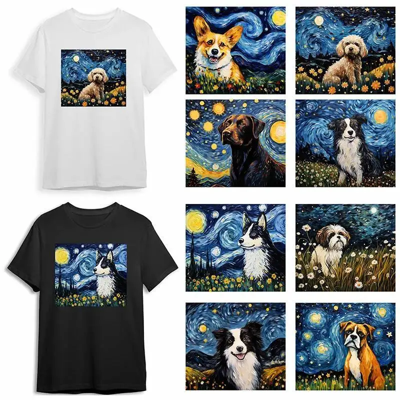 Sky Star Pattern Dog Pattern IPS Fashion Iron Patch Clothing T-shirt DIY Hoodie Jacket Sticker DTF Patch Waterproof