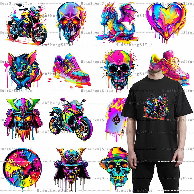 Painted Fluid Painting Ironing Sticker Clothes DTF Fashion T-shirt Hoodie DIY Hot Transfer Printing Hot Sticker Waterproof