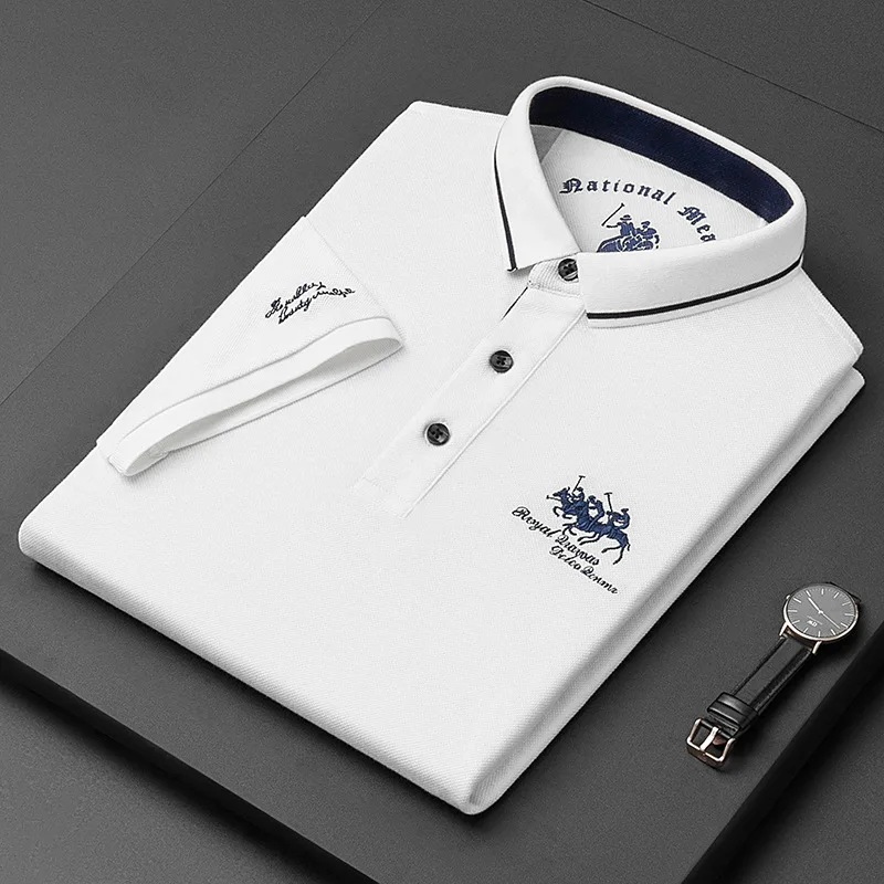 Short-sleeved T-shirt Men's Summer Solid Color Embroidered POLO Shirt for Young and Middle-aged Men Casual T-shirt Trend Shirts