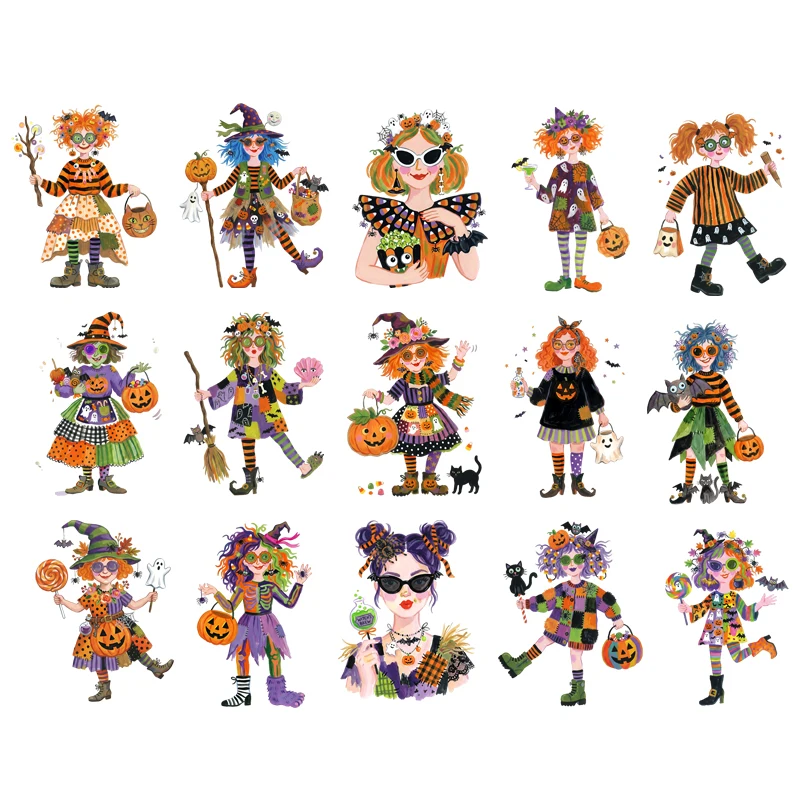 Ironed Sticker Clothing DTF Thanksgiving Halloween Halloween dress up girl Fashion T-shirt Hoodie DIY Jacket Patch Is Waterproof