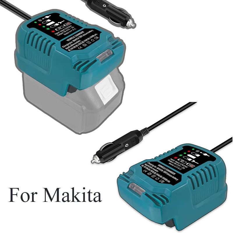 For Makita Mini Compact Car Charger 18V LXT Battery BL1860 BL1830 DC 12V/24V Li-ion Battery Cigarette Lighter Plug with LED
