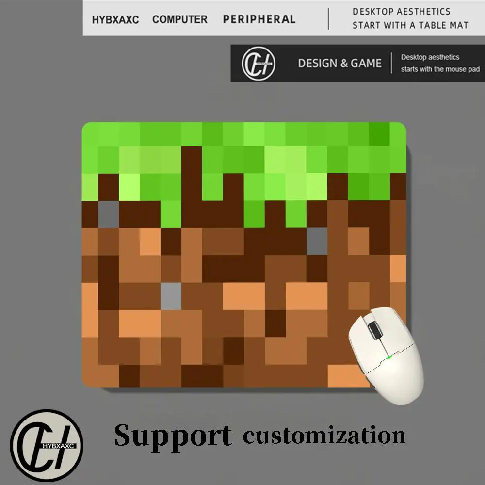 Green Pixel-Style Blocks Mouse Pad Small MousePad Desk Pad Desktop Computer Keyboard Wireless Mouse Boy Girl Gift for Play games