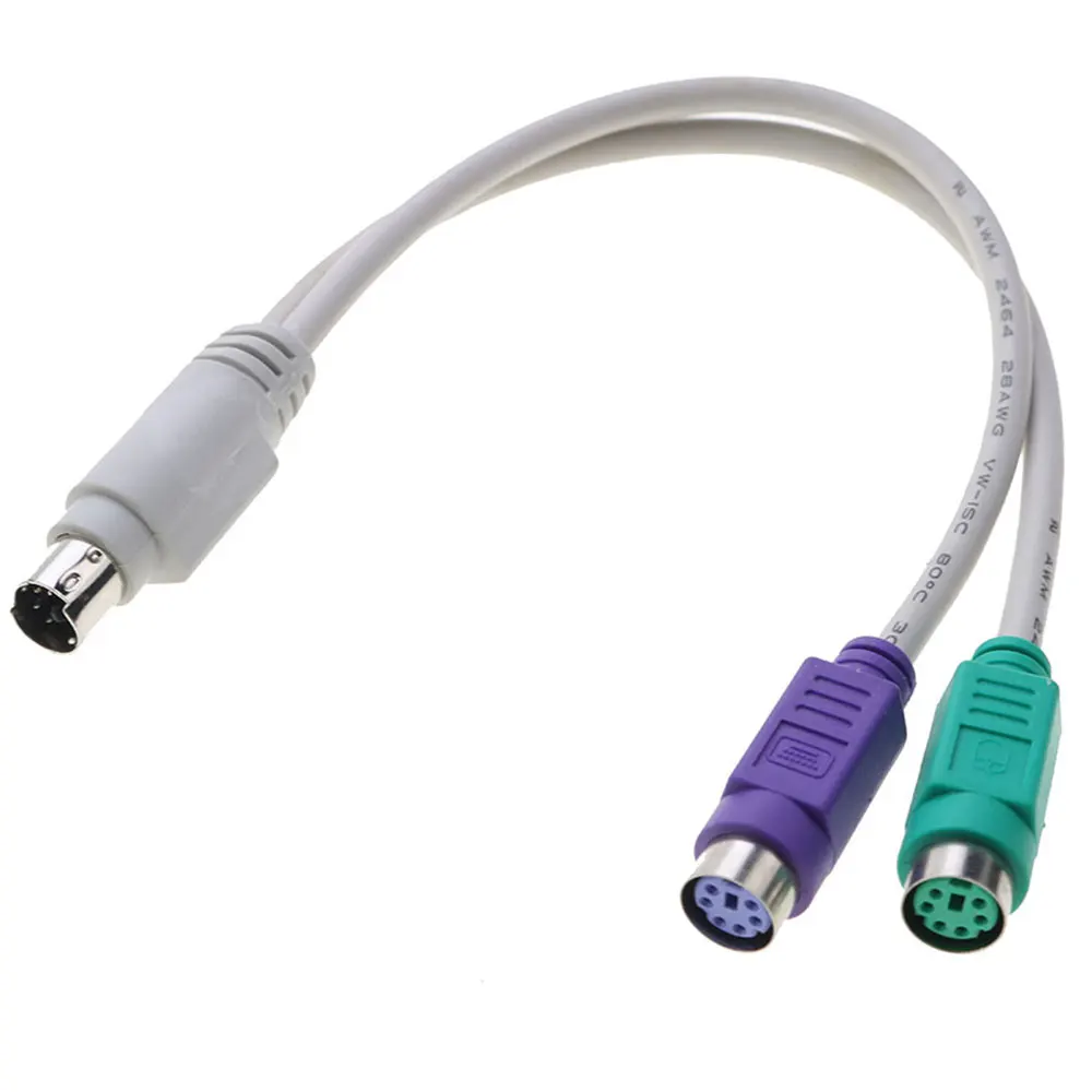 1pcs Motherboard PS2 PS/2 Male to 2 Female Mouse Keyboard Splitter Adapter Cable 6-Pin mini Din Mouse Card Reader Laser Scanner