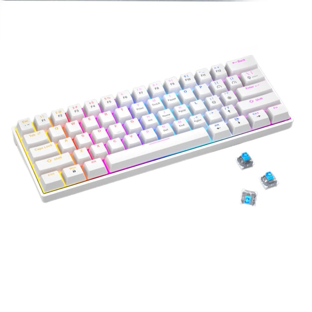 Wired Mechanical Keyboard Gaming 60 Clavier Blanc Key Board Office All White Tastiera Meccanica Teclado Blanco Gamer Teclados