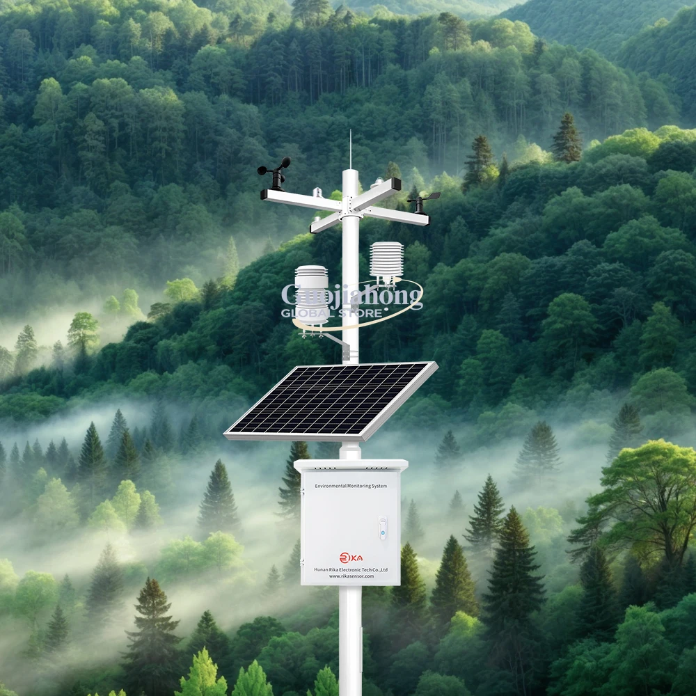Tripod Rika RK900-01 Modbus Solar Rain Gauge Smart Farming Small Automatic Weather Station with Multiple Sensor Lcd Color Screen