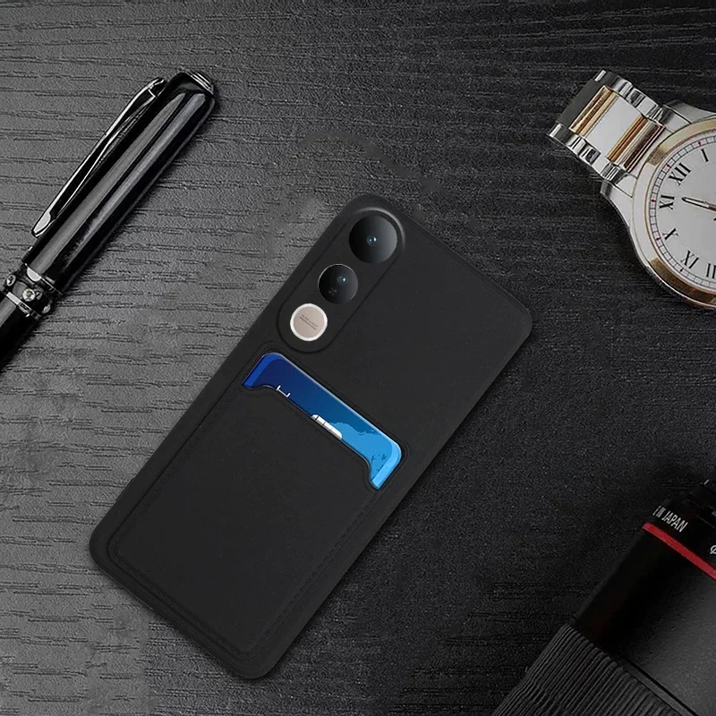 Luxury Soft Silicone Wallet Case For VIVO V50 Lite 4G/5G Card Holder Slot for VIVO V50E 5G V50 Lite Back Cover