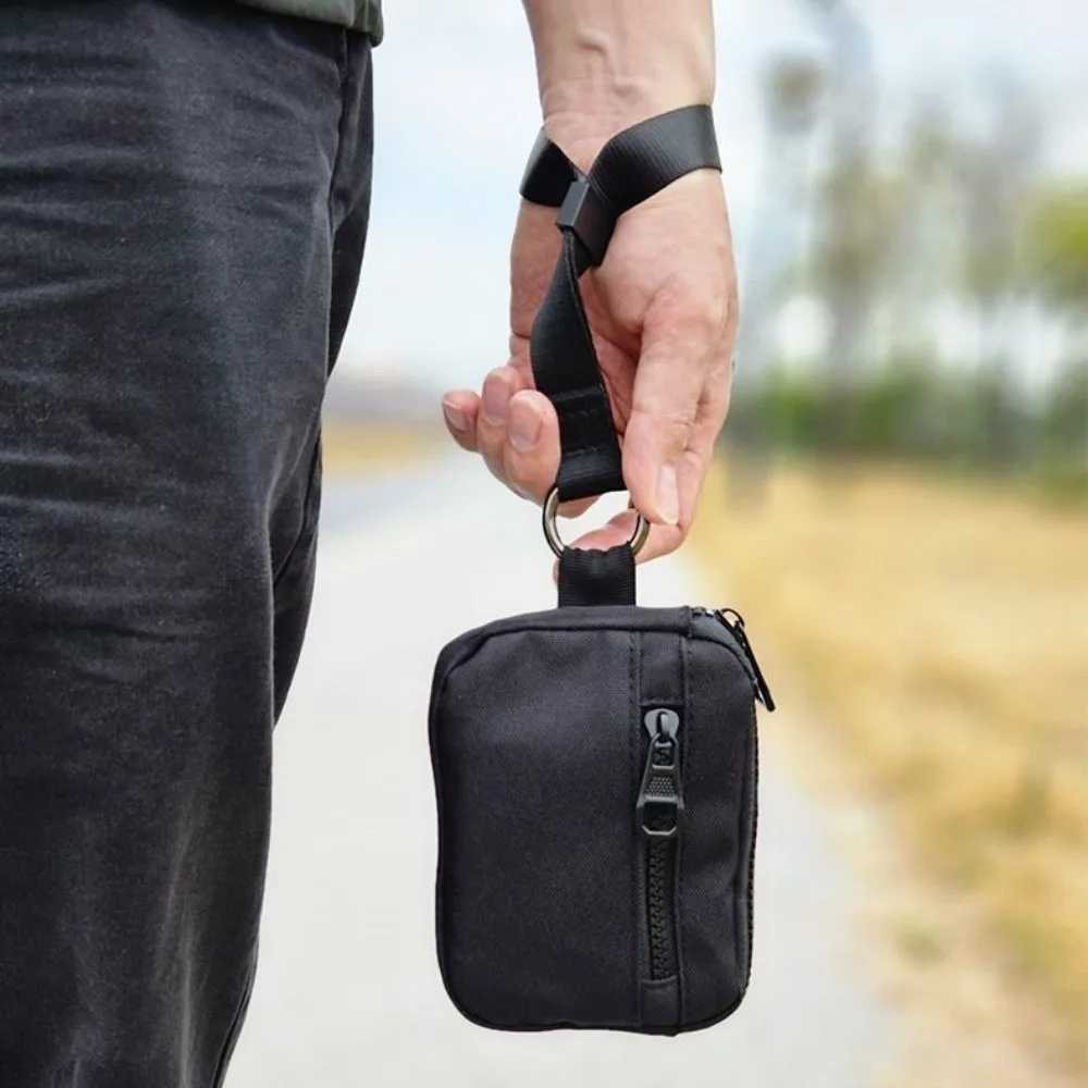 New Black Wrist Lanyard Coin Purse Multifunctional Waterproof Key Wallet Lightweight Zipper Pocket Key Bag Outdoor