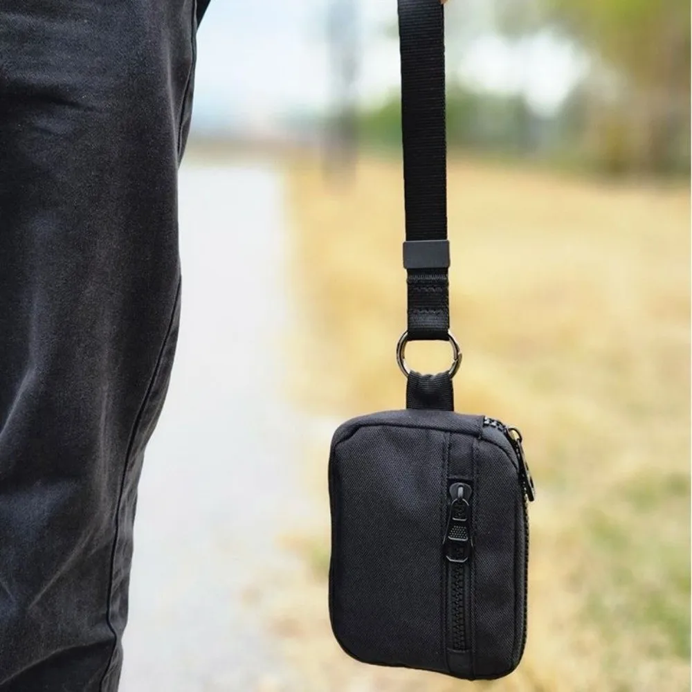 Portable Black Wrist Lanyard Coin Purse Waterproof Lightweight Card Holder Pouch Multifunctional Key Wallet Outdoor