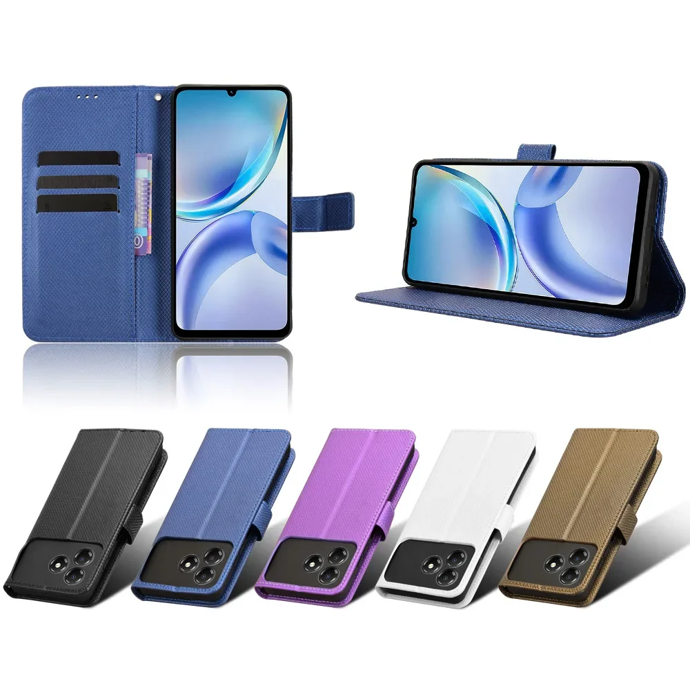 For ZTE Blade A36 4G Flip Case Grains Diamond Texture Leather Magnetic Holder Wallet Back Cover For ZTE Blade A36 4G Shell