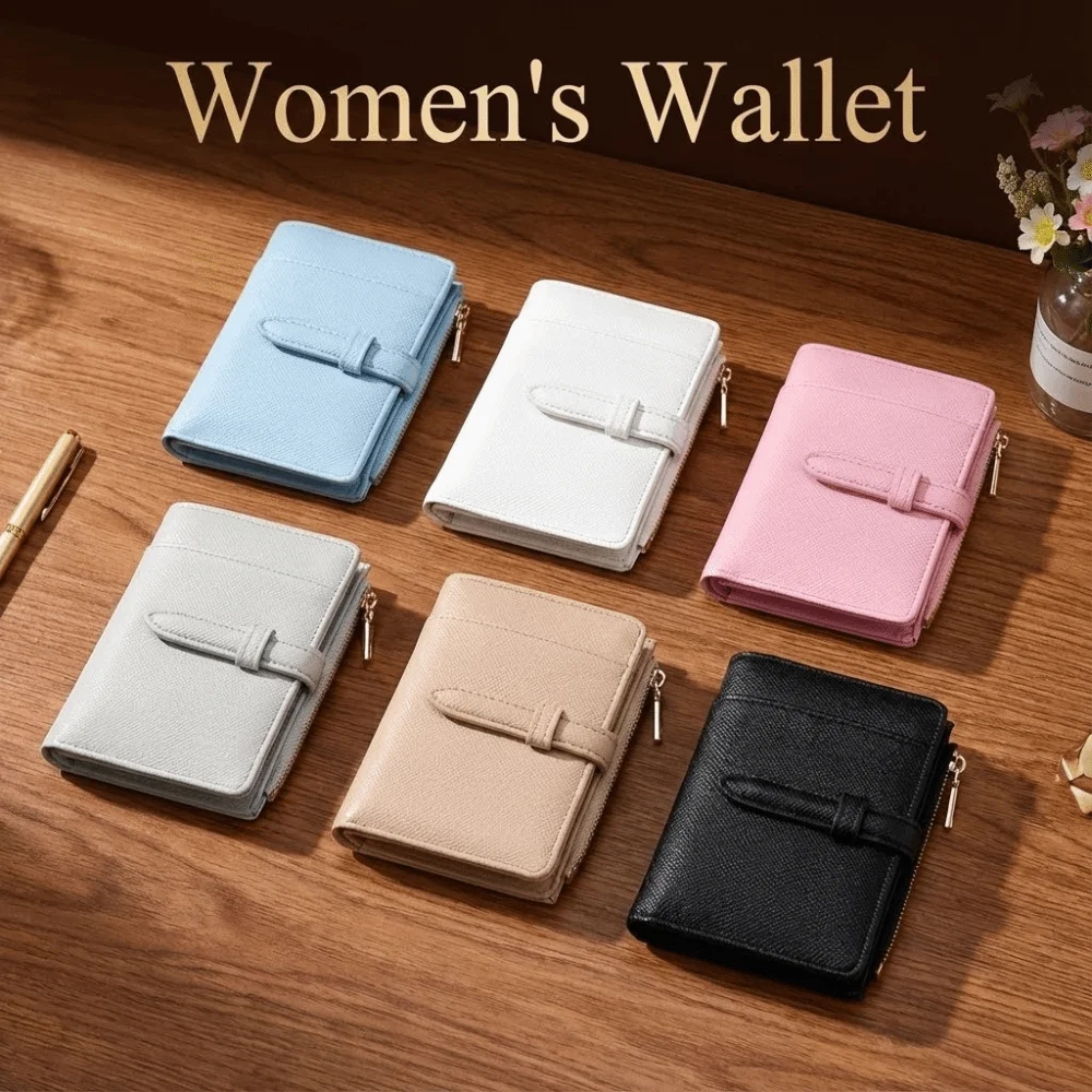 Wear-resistant PU Women's Wallet 2 Folds Multi-Cards Slot Mini Coin Pocket Portable Waterproof Credit Cards Holder Student