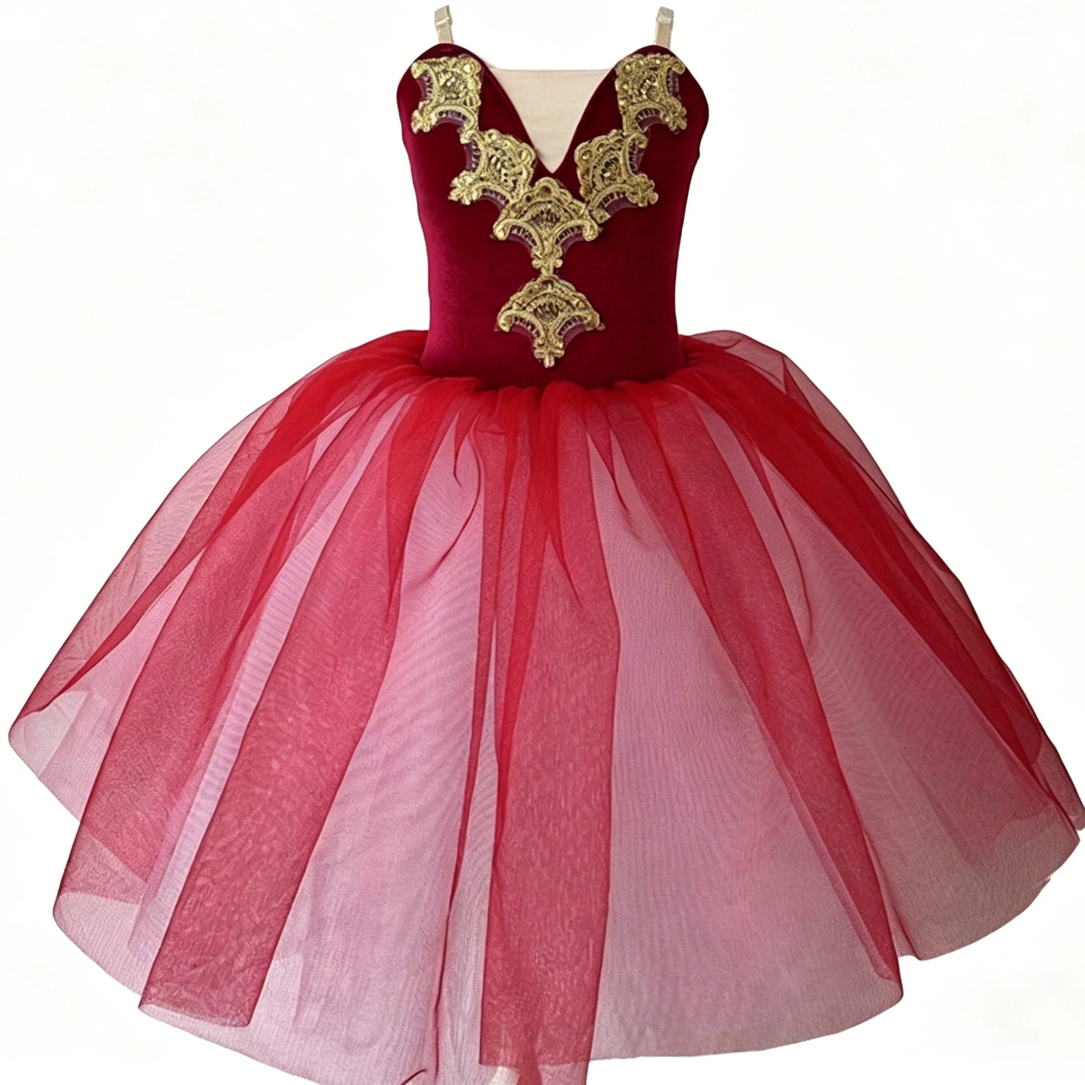 Ballerina Party Dress Children Dance Costumes Slip Embroidery Velvet Splice Gauzy Professional Romantic Tutu Ballet Dress