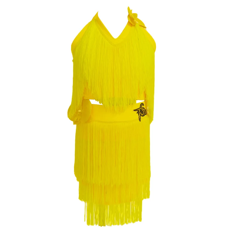 2026 Girl Dancing Dresses Skirt Kids Fringe Children Professional Latin Dance Dress