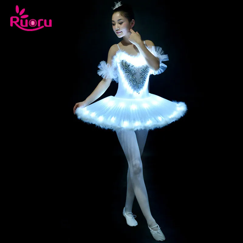Ruoru Professional Ballet Tutu LED Swan Lake Adult Ballet Dance Clothes Tutu Skirt Women Ballerina Dress for Party girls Ballet
