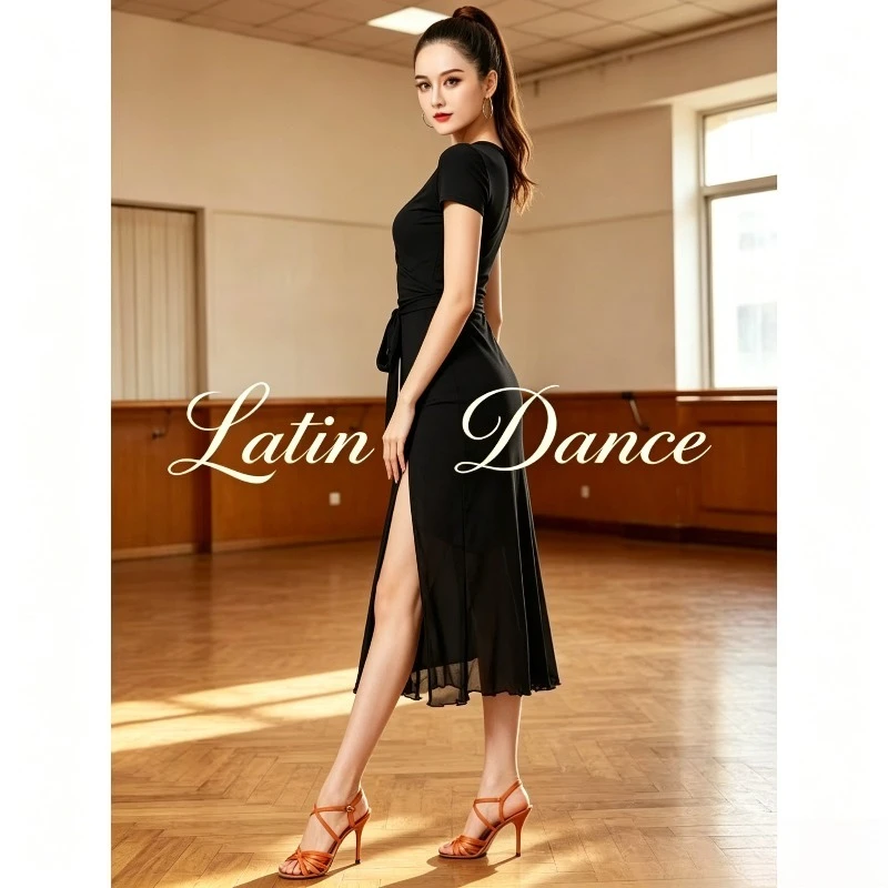 Women Latin Dance Dress, Professional Competition Costume, Sexy Slim Training Outfit, Plus Size S-3XL Salsa Ballroom Cha Cha