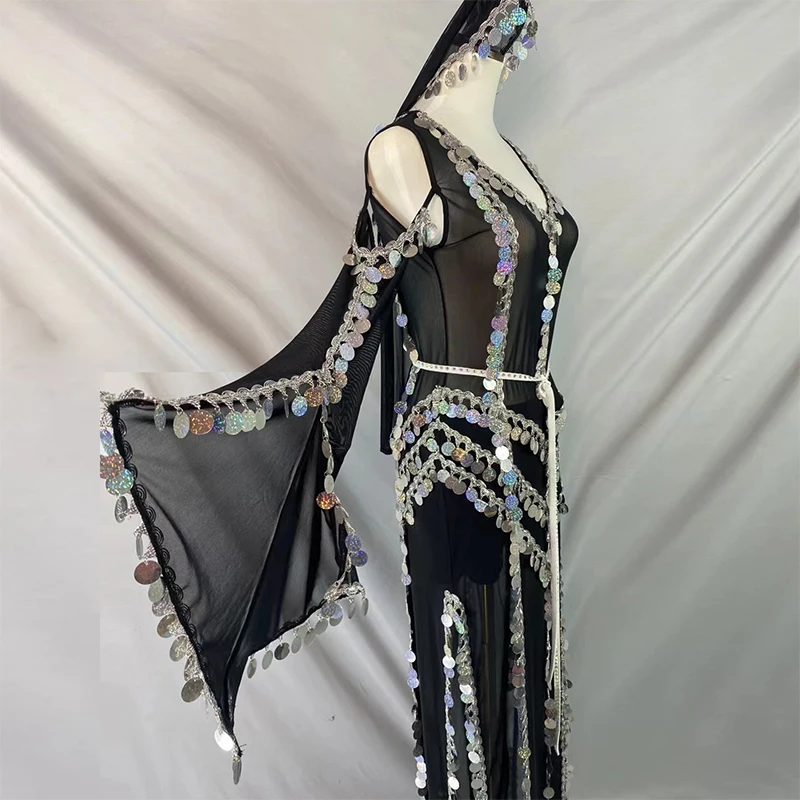 Belly Dance Competition Costumes Cusomized Children Adult Bellydancing Dresses Oriental Set Folk Robes Balady Saidi Shabby Skirt