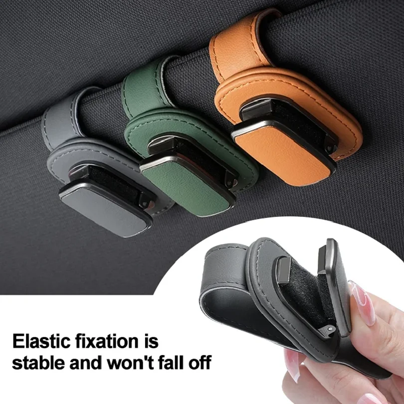 Universal Magnetic Car Sunglasses Holder Leather Eyeglass Hanger Clip Auto Accessories