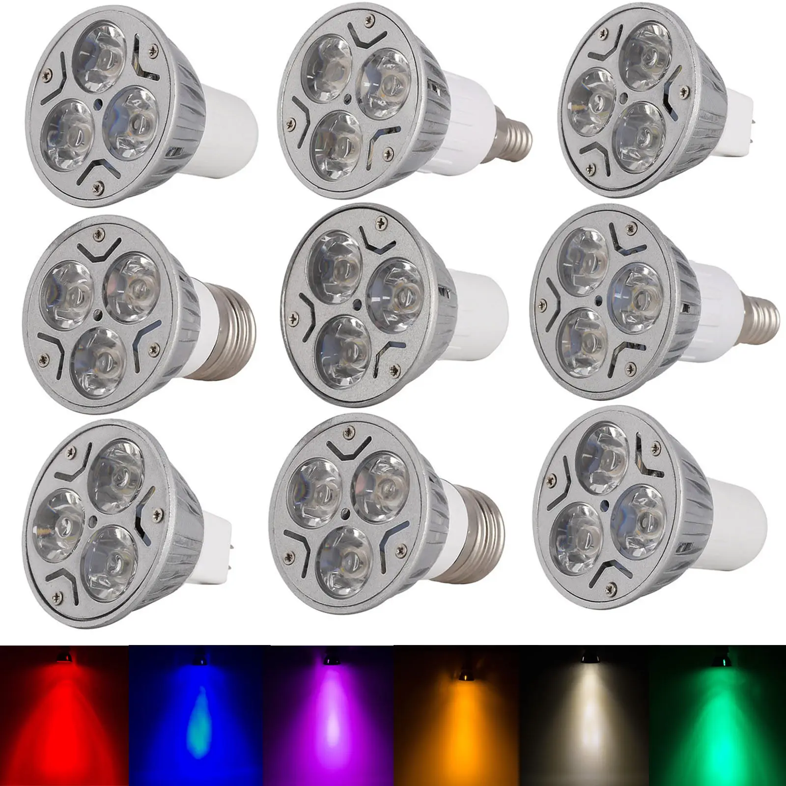 Dimmable 3W Led Spotlight Bulb Led E27 Nautraal White 220V Red And Green Bulbs Spotlight Gu5.3 Warm 12W Gu10 E12 Light Mr16 E14