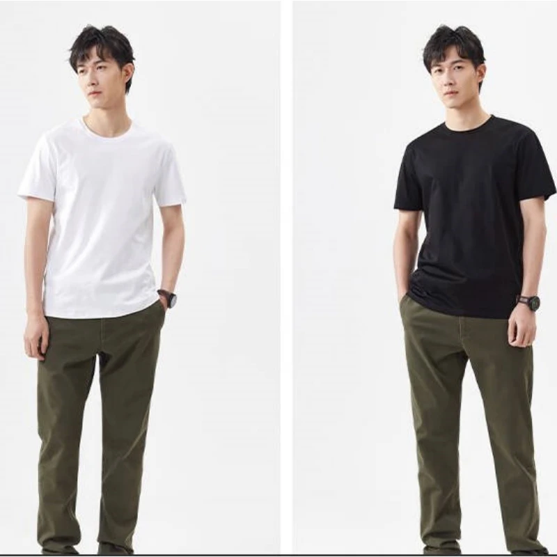 High End 100% Pima Cotton Men T-Shirt Short Sleeve Round Neck Tops High Quality Summer Men Tee Shirts 14 Colors Men Clothing