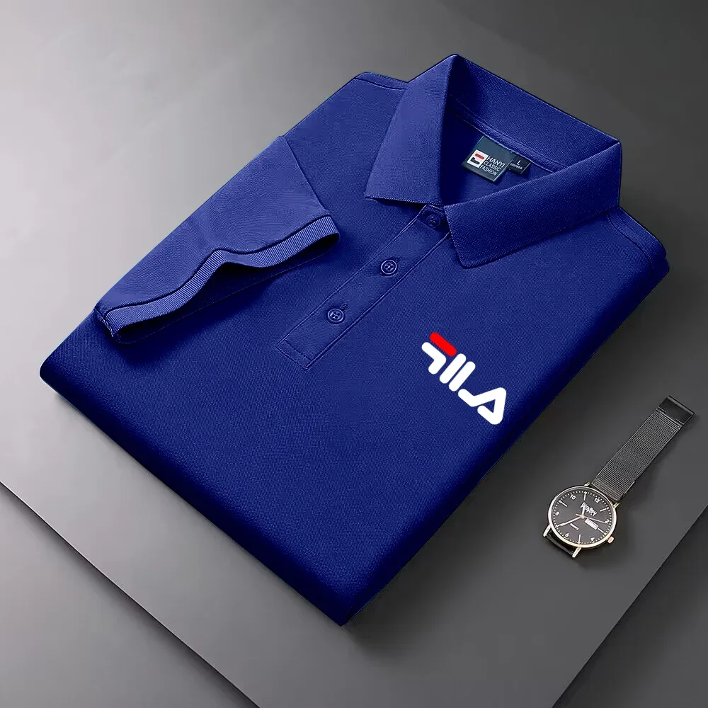 Summer New Men's Polo Shirt Flip Collar Fashionable Outdoor Fishing Casual Breathable Short Sleeve Top Quick Dry Golf T-Shirt