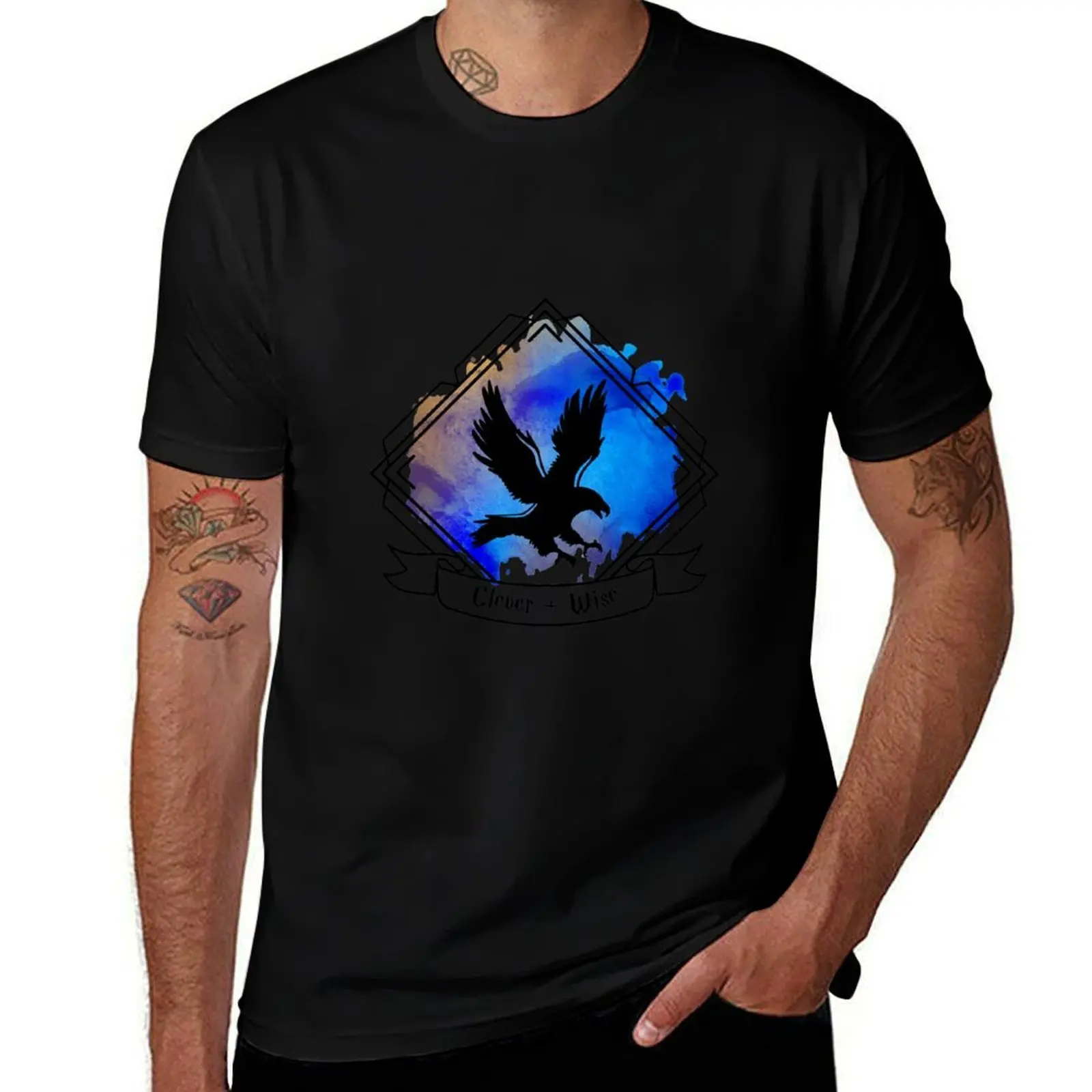 Eagle Raven Emblem Smart Clever Wise T-Shirt Basic Casual Wear Short Sleeve Top