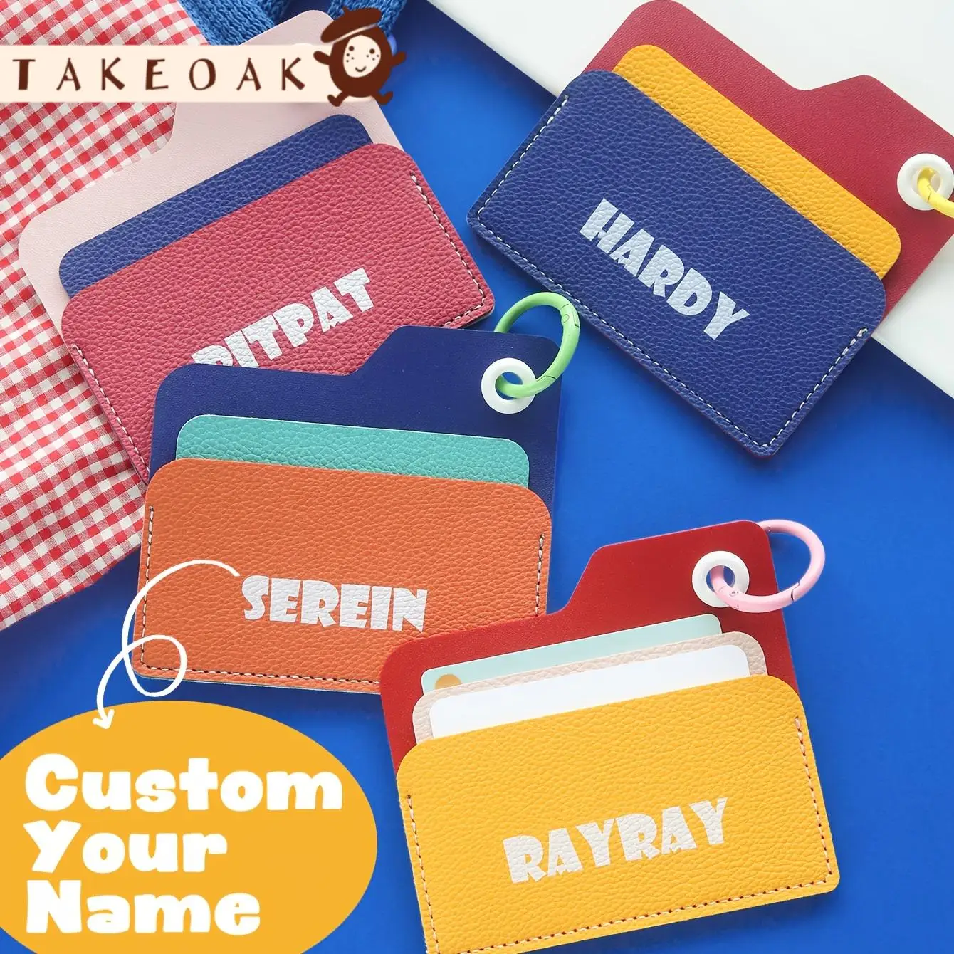 Personalized Custom Name Color Block Leather ID Card Holder Custom Name Anti lost luggage tag Personalized travel gifts