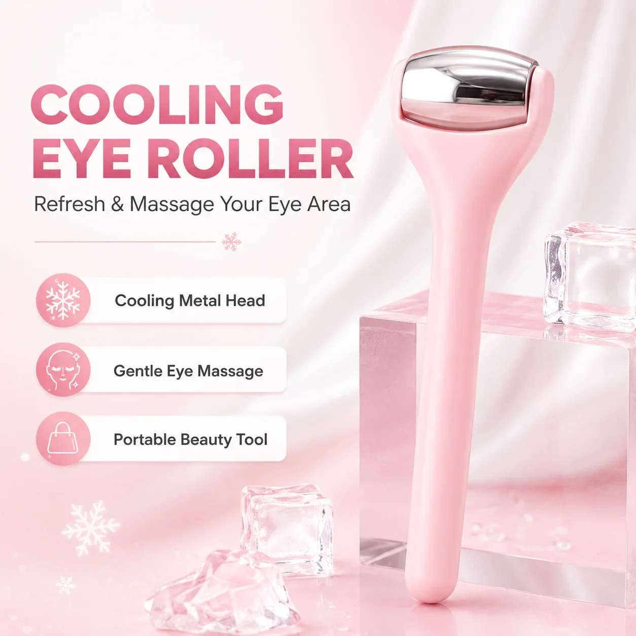 Ooling Stainless Steel Eye Roller Mini Ice Face Roller Gentle Eye Massage Tool Portable Skin Care Beauty Instrument