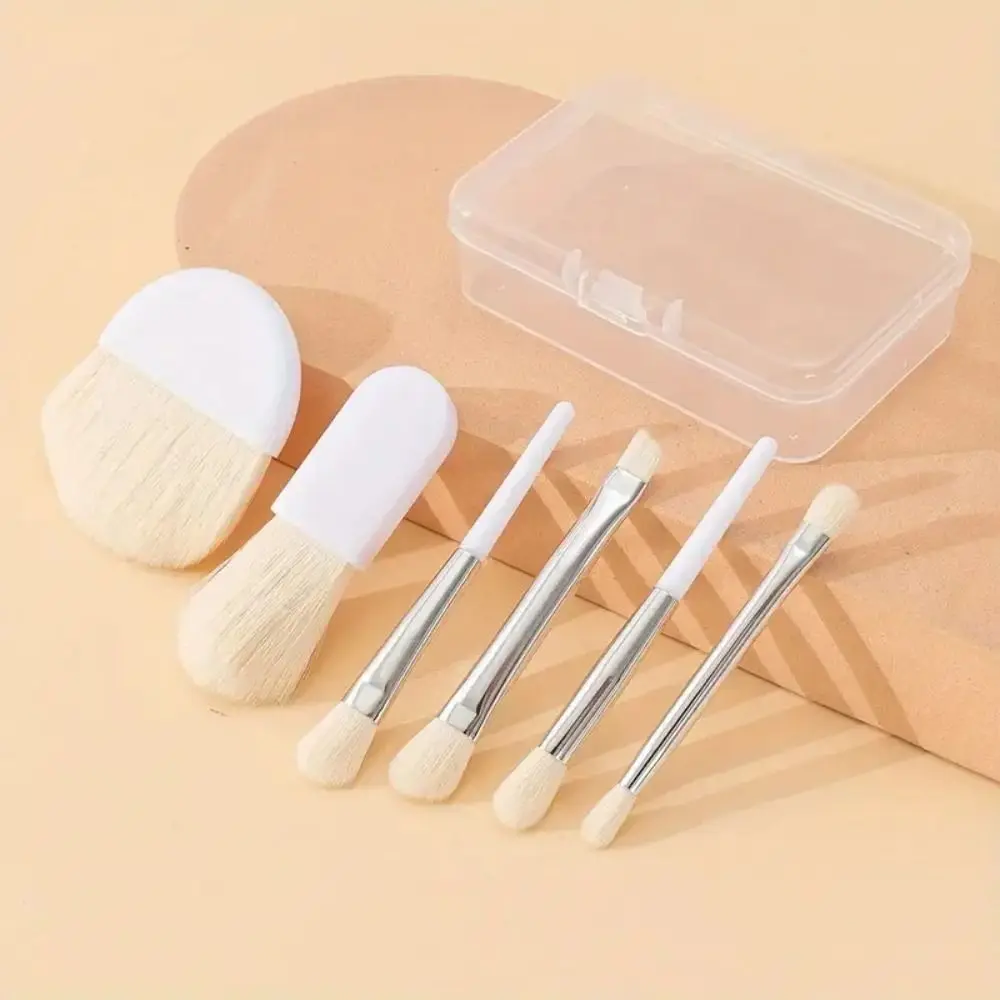6Pcs/Set Soft Bristles Mini Makeup Brush Set With Storage Box Multiple Brush Heads Cosmetic Brushes Set Blending Brush