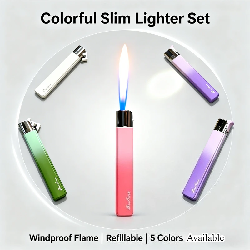 Anti-Scratch Gradient Mini Lighter - Windproof Inflatable, Portable High-Beauty Tool, Elegant Smoking Accessory & Gift for Women
