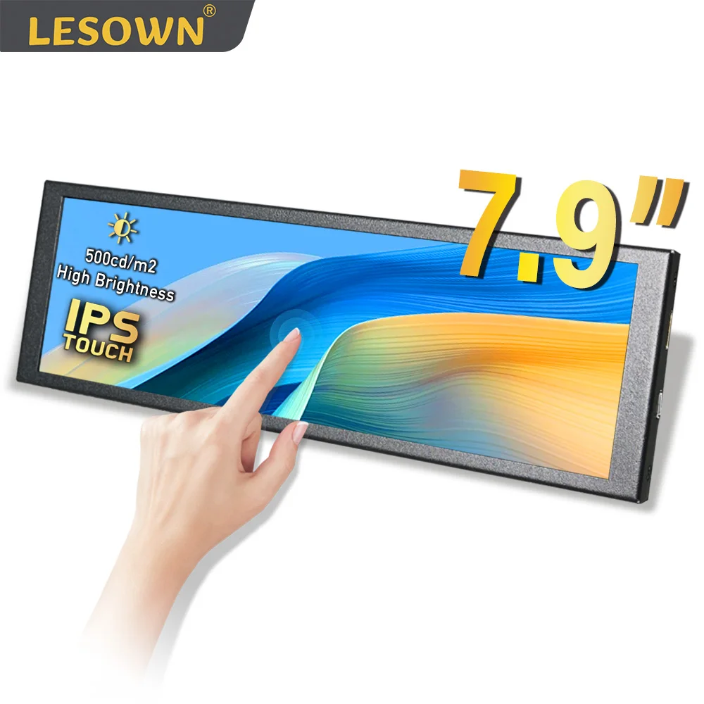 LESOWN Stretched Strip Touch Display 7.9 Inch 400x1280 IPS Single-handed Portable Rectangular Monitor Raspberry Pi Screen for PC