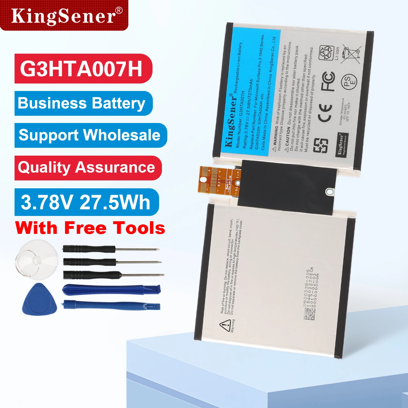 KingSener G3HTA007H G3HTA003H Battery For Microsoft Surface 3 1645 1657 Series Tablet PC 1ICP3/96/91-2 3.78V 7270mAh 27.5WHAh