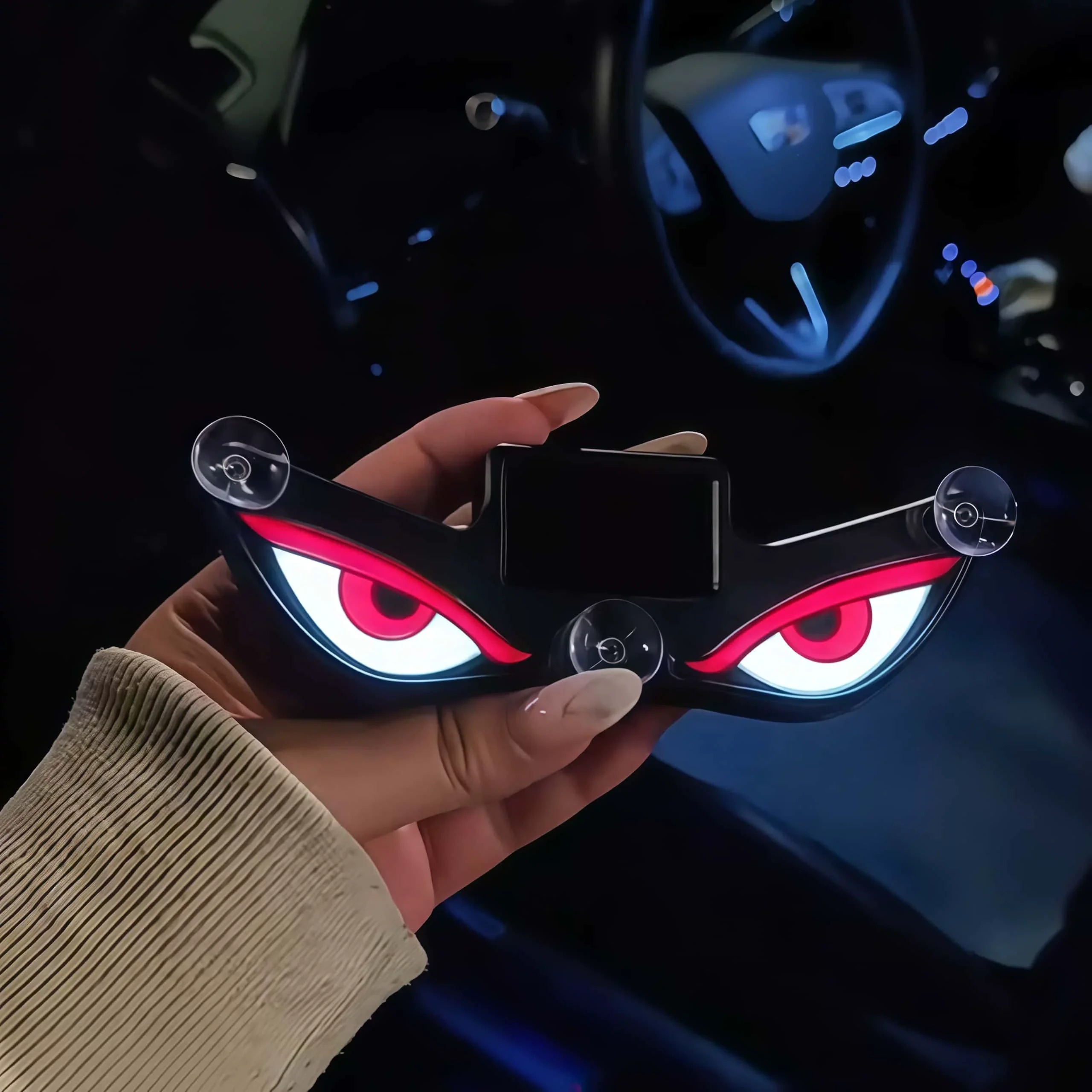 Wireless Demon Eye Solar Car Neon Light USB Rechargeable Suction Cup LED Atmosphere Lamp