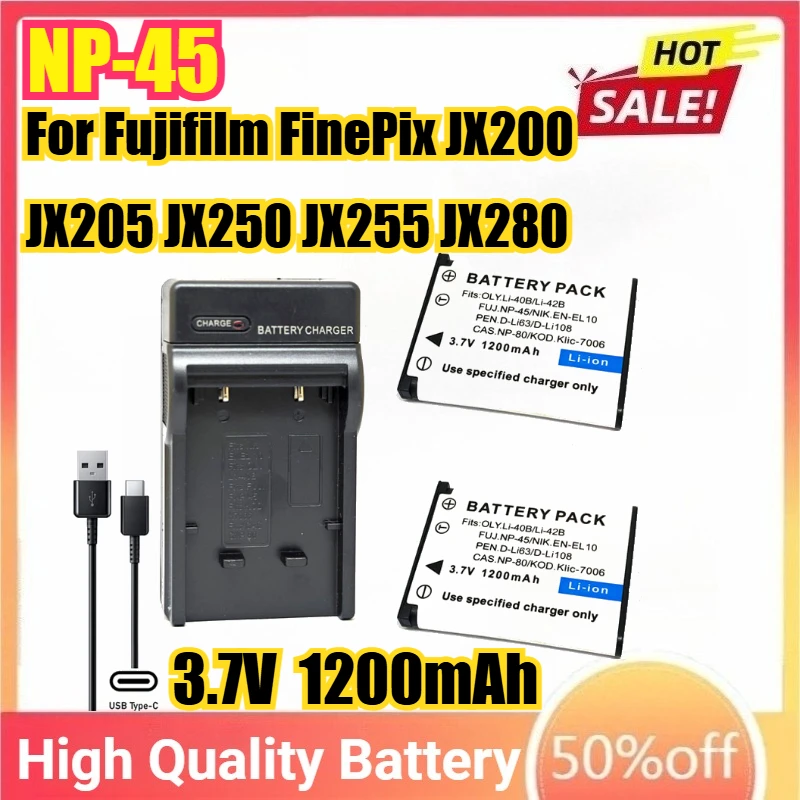 NP-45 NP-45A Camera Battery or USB Charger For Fujifilm FinePix JX200 JX205 JX250 JX255 JX280 JX300 JX305 JX350 JX355 JX360