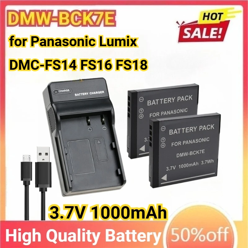 DMW-BCK7E Camera Battery or USB Charger  for Panasonic Lumix DMC-FS14 FS16 FS18 FS22 FS28 FS35 FS37 FS40 DMC-S3 NCA-YN101F
