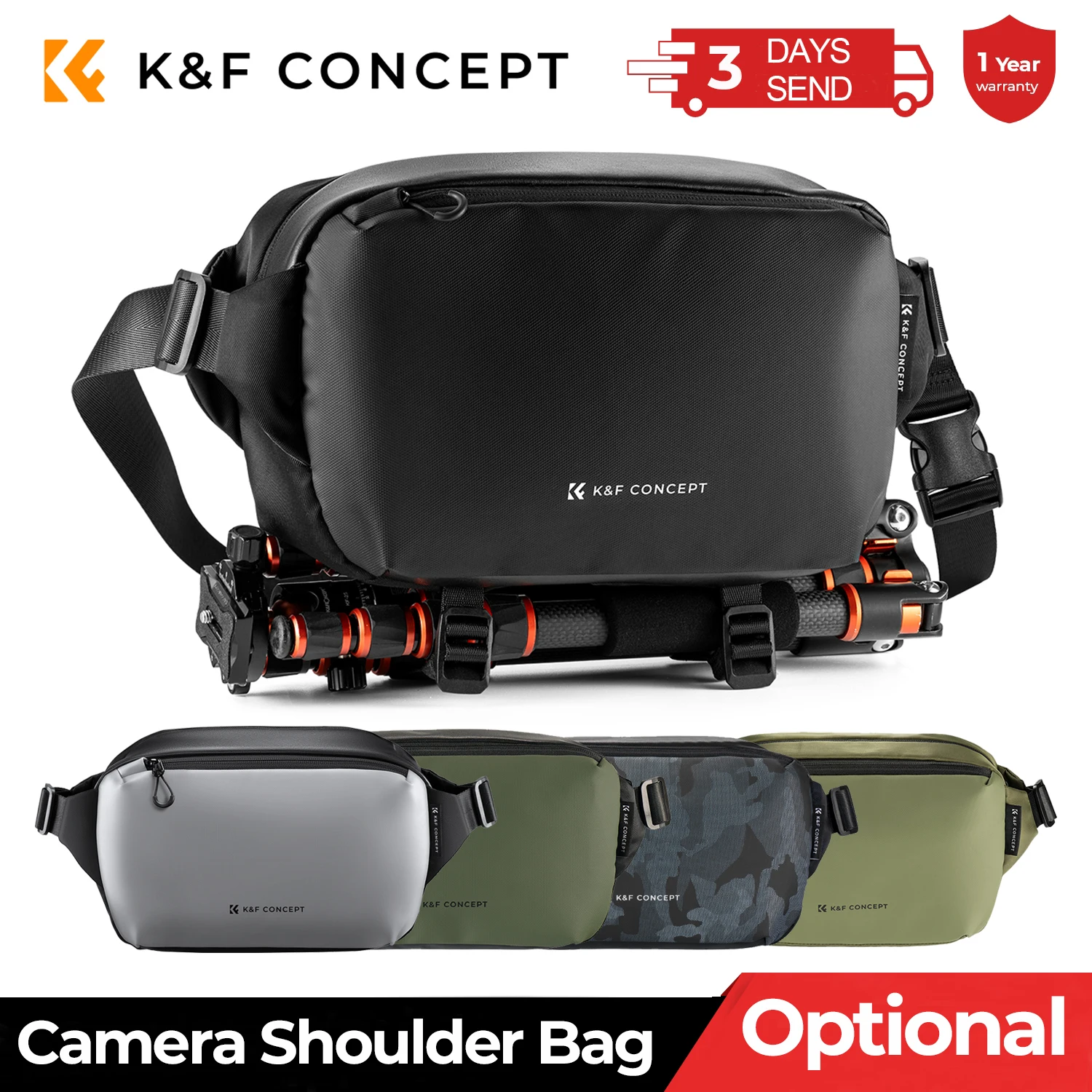 K&F CONCEPT 10L Camera Shoulder Bag for Digital Canon/Nikon/Sony/DJI Drone Lightweight Travel Photography Sling Bag Carry Pouchs