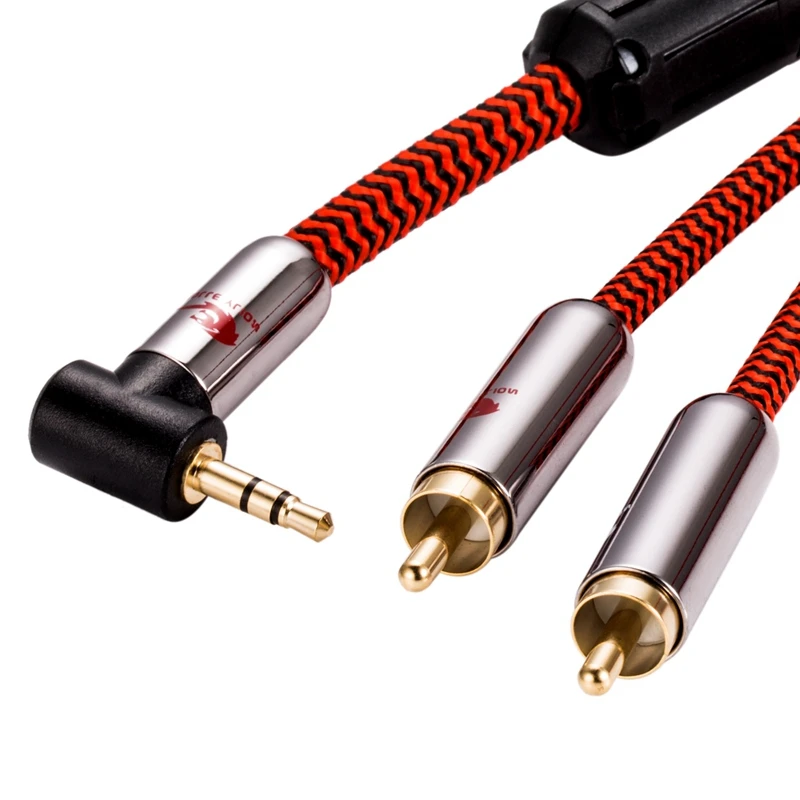 Hifi Audio Cable 90 Degree Angle Mini Jack 3.5 to Dual RCA for PC Car Headphone Mobile Sound Box Shielding Cable 1M 3M 5M 8M 10M