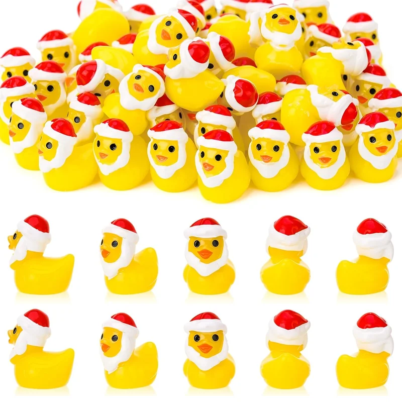 5/10pcs Christmas Mini Resin Ducks, Novelty Santa Claus Dress-up Tiny Duck for Micro Landscaping DIY Craft Home Ornaments