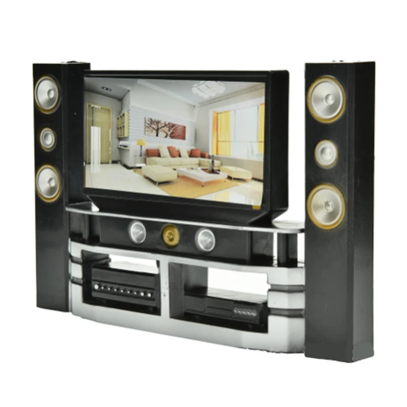 Mini Hi-Fi TV Home Theater Cabinet Set Combo For 11.5 inches Doll Clothes Dress Accessories House Furniture 1:6 Scale Baby Toys